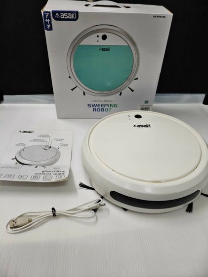 หุ่นยนต์ดูดฝุ่น Asaki Robot vacuum cleaner สีขาว  มือ2 สภาพพอใช้ เครื่องยังใช้งานได้ 