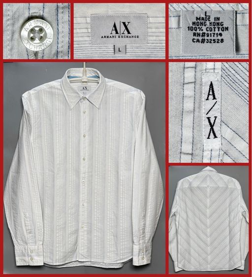 ขาว XL แขนยาว ⚠️รุ่นใหม่‼️เสื้อเชิ้ต ARMANI EXCHANGE ของแท้ แบบสวยสลับลาย