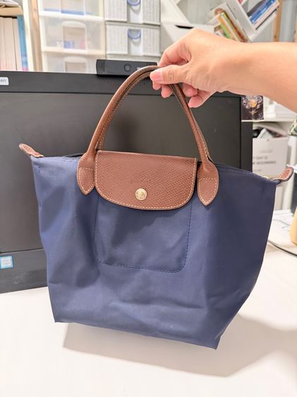 หญิง น้ำเงิน หนังแท้ Longchamp S หูสั้น สี Navy