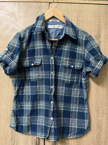 ฟ้า EU 38 แขนสั้น Tommy Hilfiger เสื้อเชิ้ต เเขนสั้น TOMMY