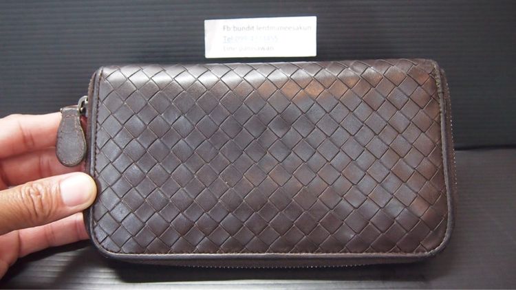 BOTTEGA VENETA Dark Brown Intrecciato Long Wallet 2011 ราคา 1,500 บาท รูปที่ 2