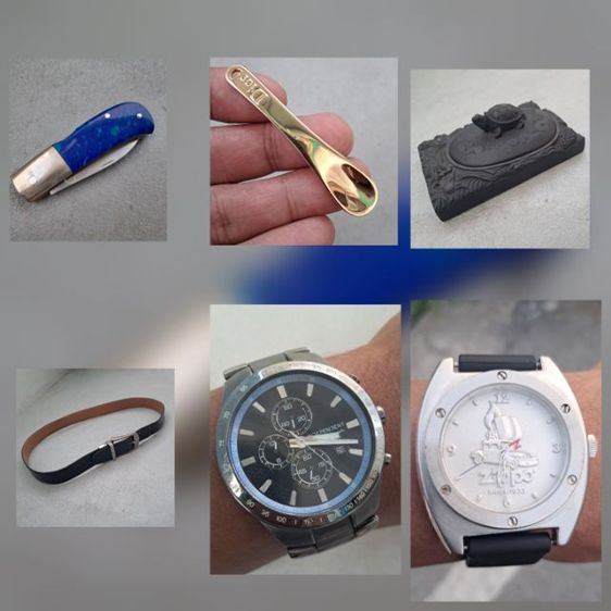 ช้อนจี้ Dior, เข็มขัดDunhill ,หินฝนหมึกโบราณรุ่นเก่า, นาฬิกา Citizen, Zippo
