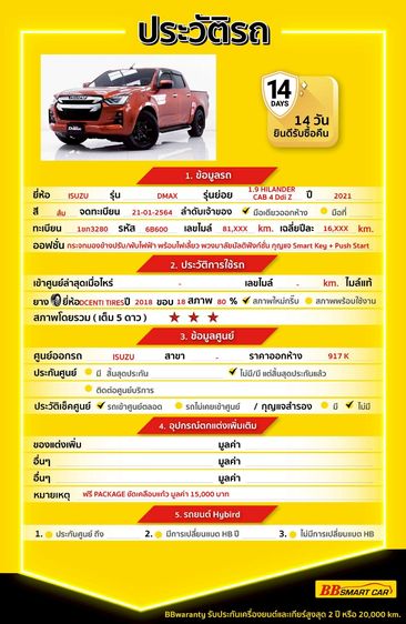 Isuzu D-MAX 2021 1.9 Hi-Lander Z Pickup ดีเซล ไม่ติดแก๊ส เกียร์อัตโนมัติ ส้ม รูปที่ 2