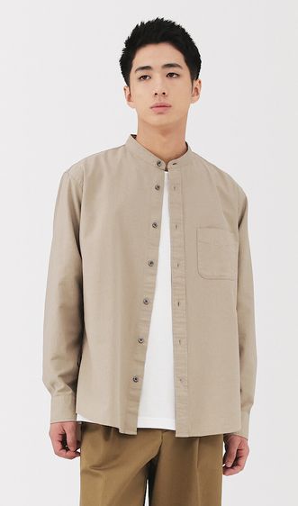ขายเสื้อเชิ้ตคลุม MUJI สีครีม Size M อก 42 นิ้ว รูปที่ 5
