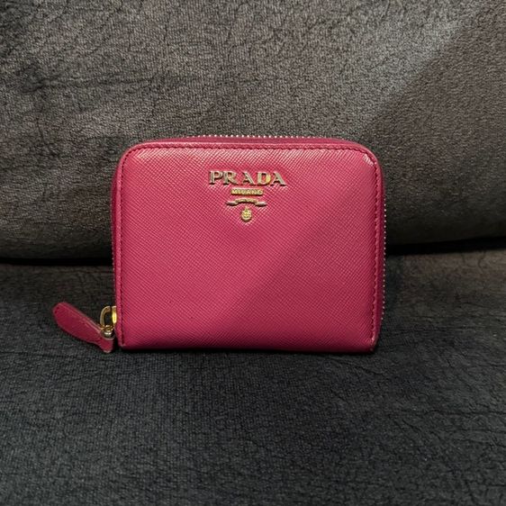 หญิง ชมพู หนังแท้ กระเป๋าสตางค์ Prada Small Zip Wallet