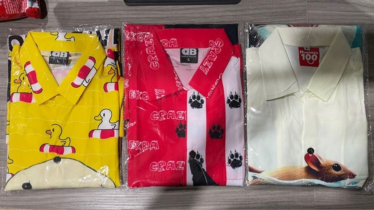 L แขนสั้น เสื้อเชิ้ตฮาวาย ลายแมว