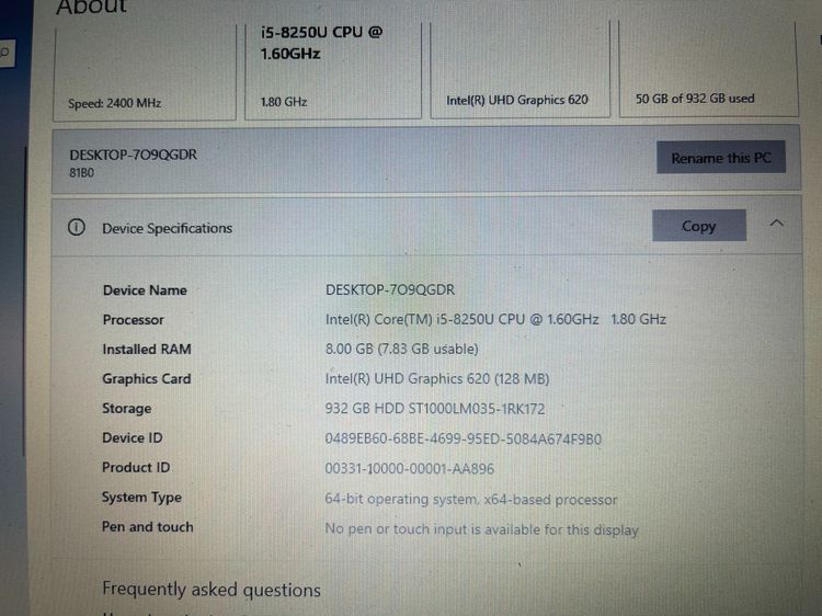 Lenovo v330-14IKB i5 Gen 8 Ram 8 GB สภาพสวย แบตนาน  ราคาถูกใจ รูปที่ 2