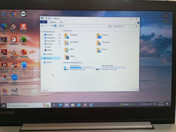 วินโดว์ 4 กิกะไบต์ HDMI ไม่ใช่ Lenovo IdeaPad 320S I5 8250U