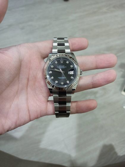 ดำ Rolex datejust 41mm white gold bazel black dial diamond