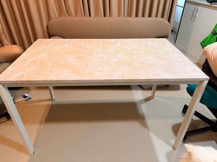 โต๊ะขาเหล็ก IKEA สีขาวเคลือบท็อปบนลายหินอ่อน  รูปที่ 2