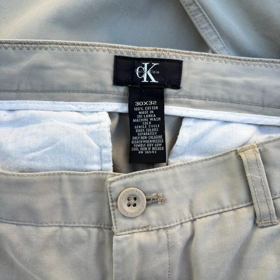 กางเกง CK Calvin Klein Mens Beige Flat Front Chino Pants 4Pockets 30x32 รูปที่ 5