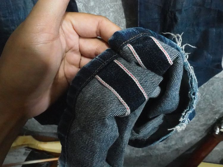 FACTOTUM Kuroki Denim Jeans Red Lines Made in Japan Mens Bootcut Size 30 waist รูปที่ 11