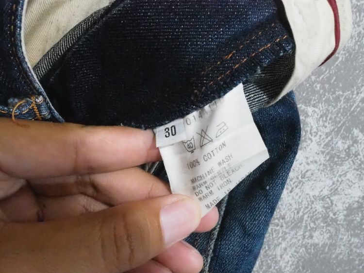 FACTOTUM Kuroki Denim Jeans Red Lines Made in Japan Mens Bootcut Size 30 waist รูปที่ 14