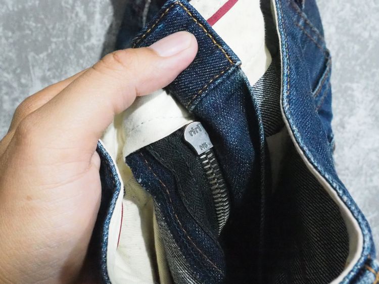 FACTOTUM Kuroki Denim Jeans Red Lines Made in Japan Mens Bootcut Size 30 waist รูปที่ 13