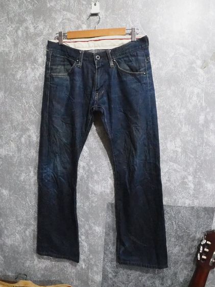 ยีนส์ ฟ้า FACTOTUM Kuroki Denim Jeans Red Lines Made in Japan Mens Bootcut Size 30 waist