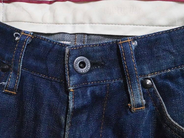 FACTOTUM Kuroki Denim Jeans Red Lines Made in Japan Mens Bootcut Size 30 waist รูปที่ 4