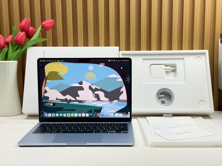 แมค โอเอส 16 กิกะไบต์ อื่นๆ ใช่ MacBook Air 13.6-inch M4 2025 Ram16GB SSD256GB SkyBlue apple care 29 April 2027 