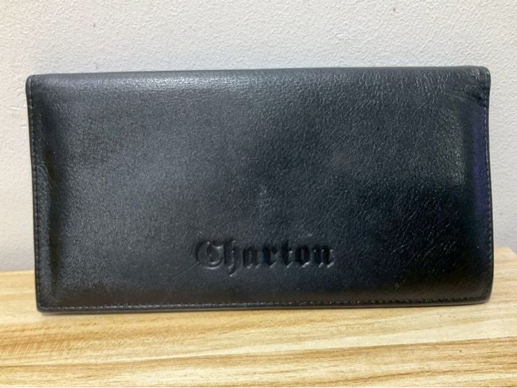 กระเป๋าสตางค์หนังแท้ แบรนด์ Charton สีดำ