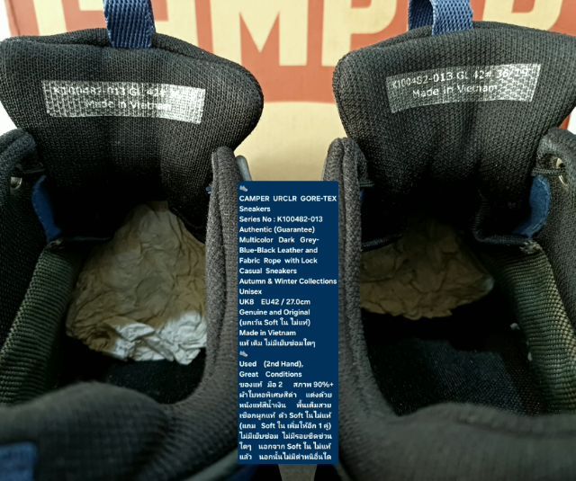 CAMPER URCLR GORE-TEX Sneakers, Unisex 8UK 42EU(27.0cm) ของแท้ มือ 2 สภาพเยี่ยม, รองเท้า CAMPER ผ้าใบผสมหนังแท้ พื้นเต็ม เชือกดึงรัด สวยมาก รูปที่ 18