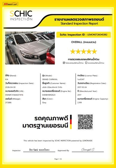 Kia Grand Carnival 2017 2.2 EX Utility-car ดีเซล ไม่ติดแก๊ส เกียร์อัตโนมัติ เทา รูปที่ 3