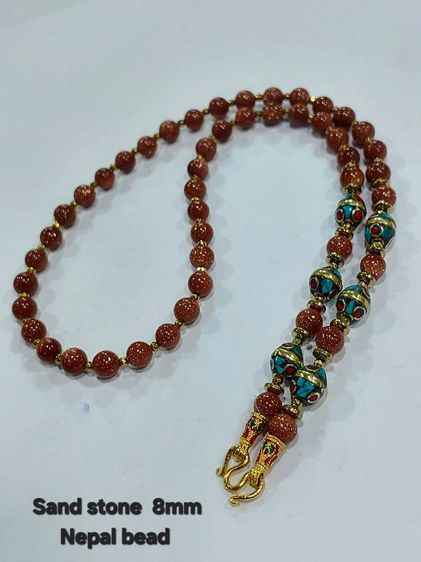 สร้อยคล้องพระหินมงคลคละแบบ 8 มิล nepal bead ยาว 25 นิ้ว รูปที่ 7