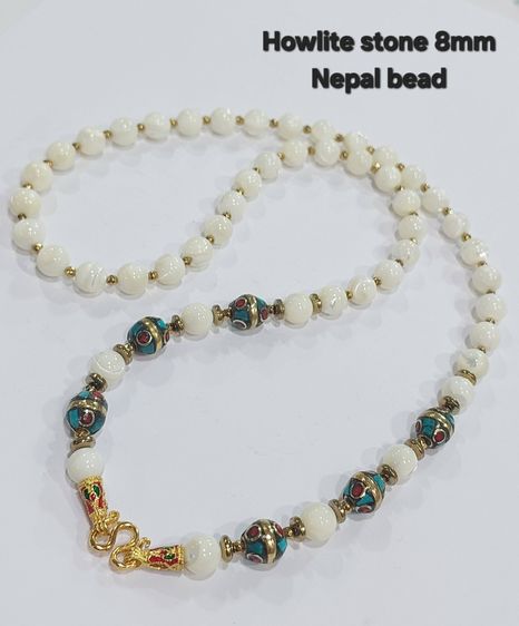 สร้อยคล้องพระหินมงคลคละแบบ 8 มิล nepal bead ยาว 25 นิ้ว รูปที่ 9