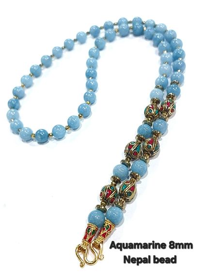 สร้อยคล้องพระหินมงคลคละแบบ 8 มิล nepal bead ยาว 25 นิ้ว รูปที่ 4