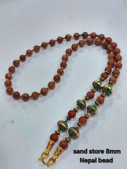สร้อยคล้องพระหินมงคลคละแบบ 8 มิล nepal bead ยาว 25 นิ้ว รูปที่ 6