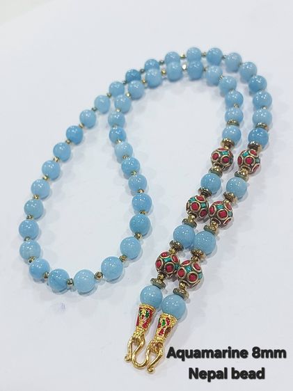 สร้อยคล้องพระหินมงคลคละแบบ 8 มิล nepal bead ยาว 25 นิ้ว รูปที่ 5