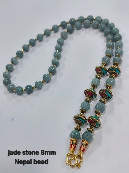 สร้อยคล้องพระหินมงคลคละแบบ 8 มิล nepal bead ยาว 25 นิ้ว รูปที่ 3