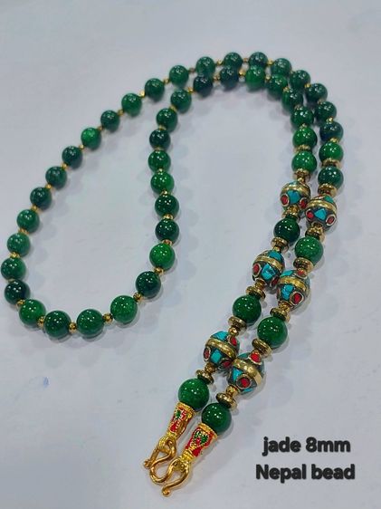 สร้อยคล้องพระหินมงคลคละแบบ 8 มิล nepal bead ยาว 25 นิ้ว รูปที่ 12