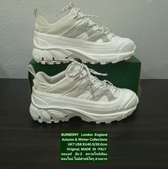 BURBERRY Sneakers, Women's 7UK 40.5EU(26.0cm) Original ของแท้ มือ 2 สภาพใกล้เคียงของใหม่, รองเท้า BURBERRY ผ้าใยสังเคราะห์ พื้นเต็ม งดงามมาก รูปที่ 13