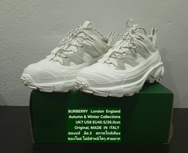 BURBERRY Sneakers, Women's 7UK 40.5EU(26.0cm) Original ของแท้ มือ 2 สภาพใกล้เคียงของใหม่, รองเท้า BURBERRY ผ้าใยสังเคราะห์ พื้นเต็ม งดงามมาก รูปที่ 5