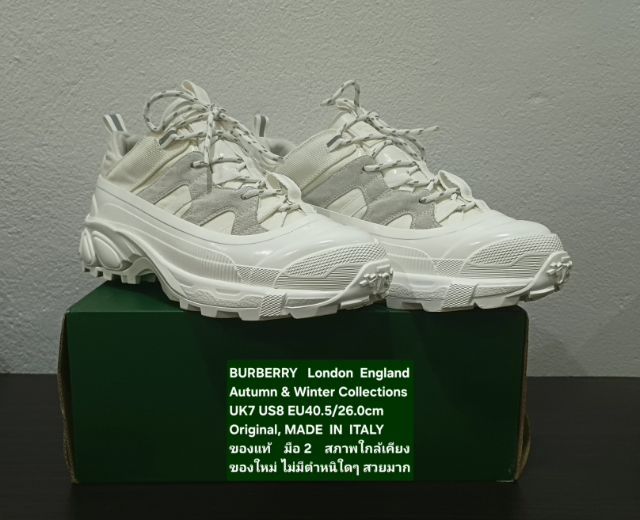 BURBERRY Sneakers, Women's 7UK 40.5EU(26.0cm) Original ของแท้ มือ 2 สภาพใกล้เคียงของใหม่, รองเท้า BURBERRY ผ้าใยสังเคราะห์ พื้นเต็ม งดงามมาก รูปที่ 4