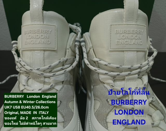BURBERRY Sneakers, Women's 7UK 40.5EU(26.0cm) Original ของแท้ มือ 2 สภาพใกล้เคียงของใหม่, รองเท้า BURBERRY ผ้าใยสังเคราะห์ พื้นเต็ม งดงามมาก รูปที่ 8