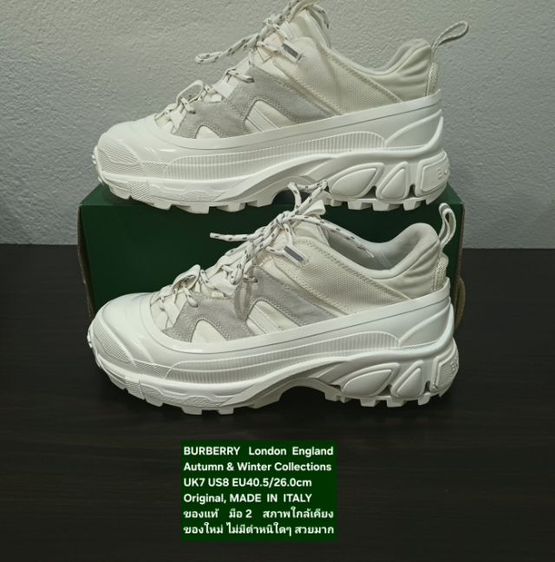 BURBERRY Sneakers, Women's 7UK 40.5EU(26.0cm) Original ของแท้ มือ 2 สภาพใกล้เคียงของใหม่, รองเท้า BURBERRY ผ้าใยสังเคราะห์ พื้นเต็ม งดงามมาก รูปที่ 14