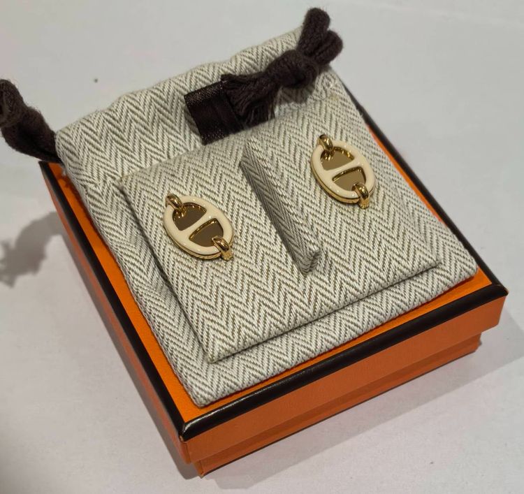Hermes mini maillon earrings