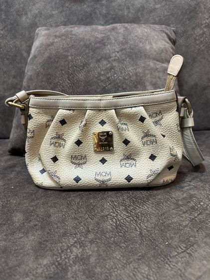 MCM cream baguette bag 