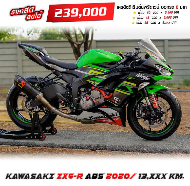 Ninja ZX6r KAWASAKI ZX-6R ปี 2019 (จดทะเบียน 2020) ของแต่งแท้เป็นแสน ฟรีดาวน์
