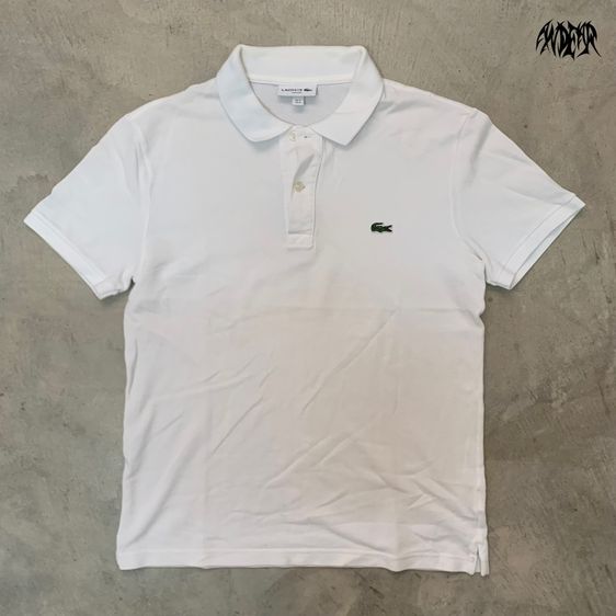 ขาว M แขนสั้น เสื้อโปโล LACOSTE  มือสอง แท้