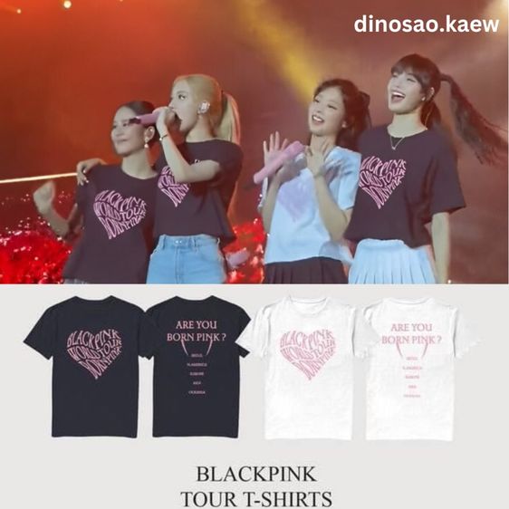แขนสั้น ดำ M เสื้อทีเชิ้ต Blackpink Bornpink T-shirt