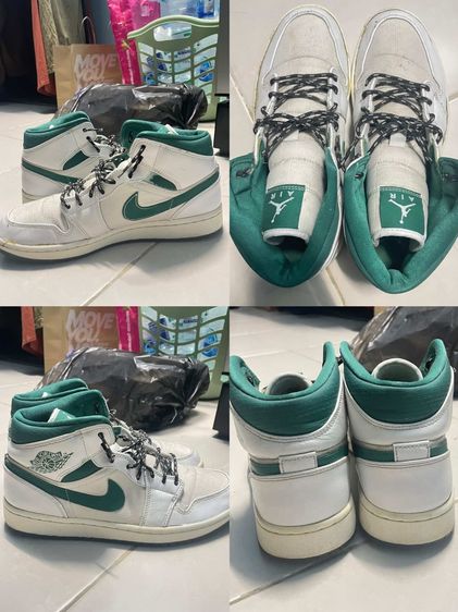 Jordan 1 mid white mystic green ไซส์ 43