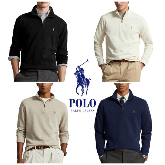 เสื้อฮาฟซิป Polo Ralph Lauren Quarter-Zip Pullover-สีครีมลาเต้ Size S  รูปที่ 9