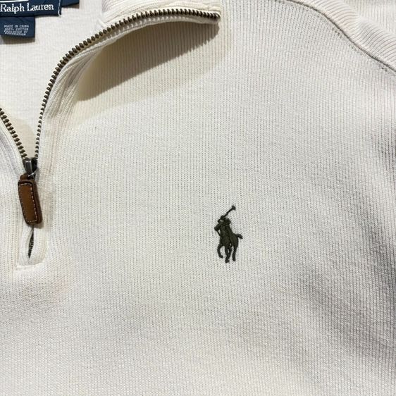 เสื้อฮาฟซิป Polo Ralph Lauren Quarter-Zip Pullover-สีครีมลาเต้ Size S  รูปที่ 5