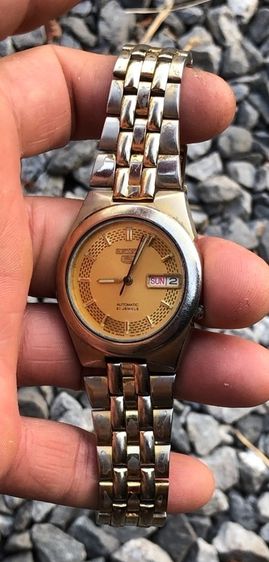 นาฬิกา Seiko 5 7S26 หน้าสีทอง หลังเปลือย หลักตุ่มทอง (หายาก) รูปที่ 2