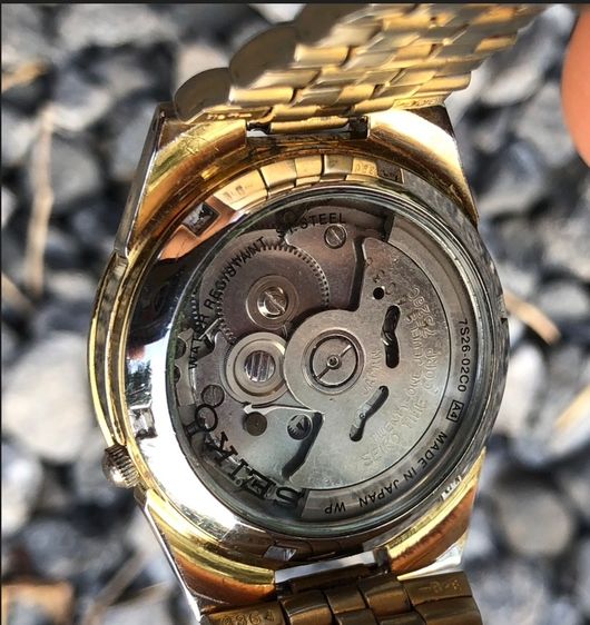นาฬิกา Seiko 5 7S26 หน้าสีทอง หลังเปลือย หลักตุ่มทอง (หายาก) รูปที่ 4