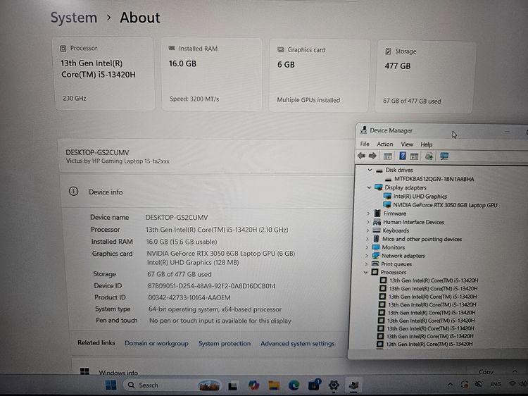HP VICTUS i5-13420H+rtx3050 6Gb+Ram16+15.6" FHD IPS144 ประกันศูนย์ รูปที่ 8