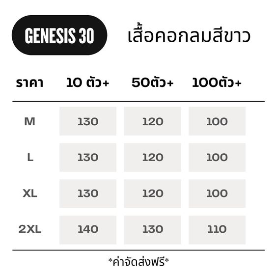 เสื้อยืดคอกลมสีขาวเนื้อผ้า Cotton 100 Comb No.30  เกรดพรีเมี่ยมราคาส่ง รูปที่ 3