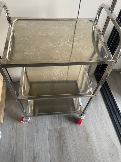 Stainless food trolley cart with heavy duty castor wheels