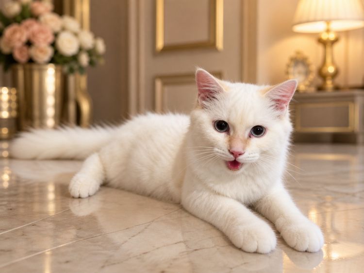 บริติช ชอร์ตแฮร์ (British Shorthair) ลูกแมวสีขาว ขนฟู ตาฟ้า น่ารักมาก เพศผู้ อายุ 4 เดือน  ชาย